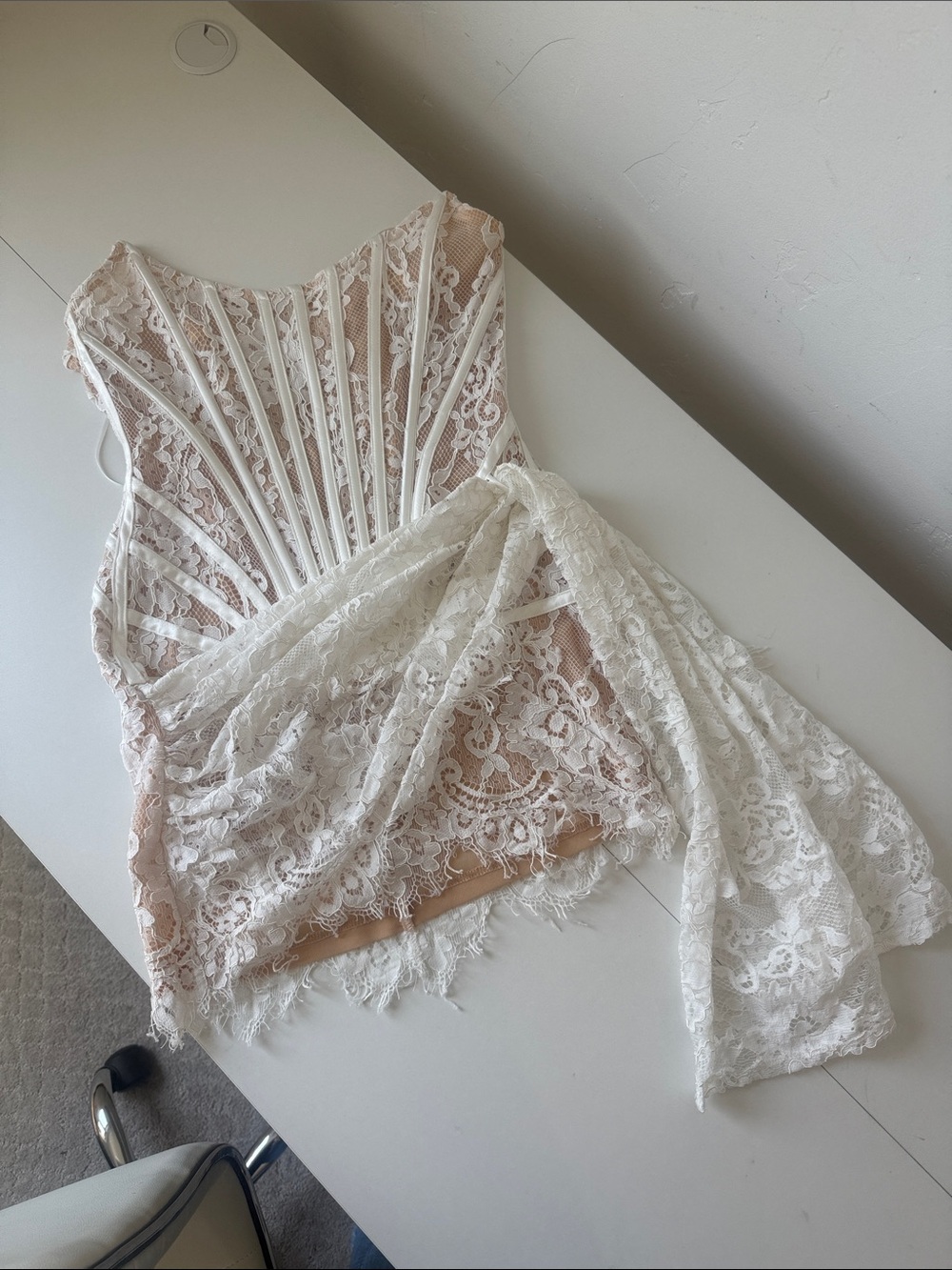 Lace Corset Slip Chemise in Ivory and Nude - Picture 1 of 7